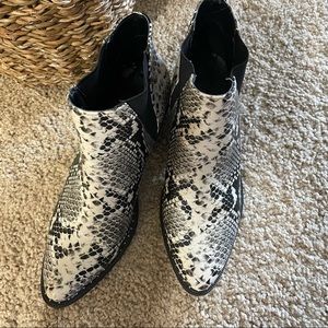 Snake skin ankle boots
